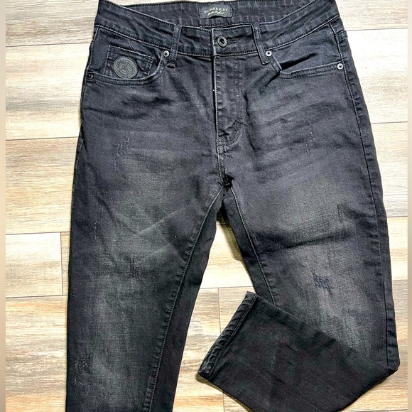 Burberry Men’s Black Denim Jeans Size 32 Equestrian Knight Logo